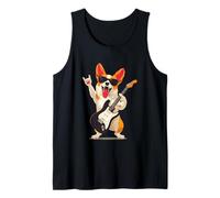 Cool Corgi Rock Music Dog Lover Divertido Gráfico Juguetón Trippy Camiseta sin Mangas