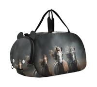 Cool Corriendo Caballos Abstractos Bolsa de Deporte para NatacióN Gimnasio con Compartimento para Zapatos,Bolsa de Viaje Tipo Fin de Semana Bolso de Mano para NiñAs