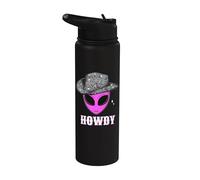 Cool Cowboy Hat Alien Howdy Space Western Disco Theme Stainless Steel Insulated Water Bottle