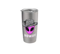 Cool Cowboy Hat Alien Howdy Space Western Disco Theme Vaso térmico de acero inoxidable de doble pared