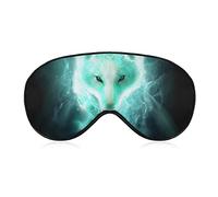 Cool Cyan Walking Wolf Pattern Sleep Mask Eye Parche Eyeshade con correa elástica Cover Sleeping para hombres, mujeres y niños