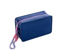 Cool&D Bolsa de cosméticos de silicona para mujer, bolsa de cosméticos portátil, organizador de maquillaje impermeable, azul oscuro, L, Minimalista