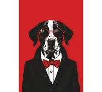 Cool Dalmatian Dog Lined Journal Notebook With Date Box: 100 Pages, A5 Size (5.83 x 8.27 Inches), Cute Dapper Dog in Suit and Sunglasses Cover, Trendy Notebook for School, Work, and Journaling