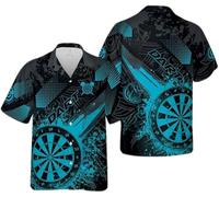 Cool Dardos Camisa Hawaiana Mujeres Hombres Lanzamiento de Dardos Impresión 3D Camisa de Botones Verano Tropical Playa Vacaciones Camisa