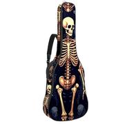 Cool Dark Skeleton - Bolsa para guitarra acústica de 41 y 42 pulgadas con correa ajustable para el hombro, bolsa para guitarra con colgador trasero, adecuada para guitarras eléctricas, bajos,