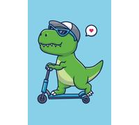 Cool Dinosaur On Scooter Notebook 6x9 100 Lined Ruled Pages Notepad Journal Diary Notes: Perfect Gift For School, College, Uni, Work, Travel or Home