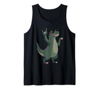 Cool Dinosaur T Rex Rock Mano Signo Punk Mascota Gráfico con Camiseta sin Mangas