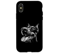 Cool Doberman Sacando la Lengua Fuera en Cara Juguetona Desafío Carcasa para iPhone X/XS