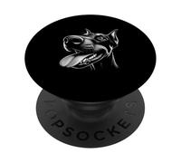 Cool Doberman Sacando la Lengua Fuera en Cara Juguetona Desafío PopSockets PopGrip Adhesivo
