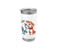 Cool Dog & Cat Best Friends Tee shirts, Cat And Dog Cartoon Vaso térmico de acero inoxidable de doble pared