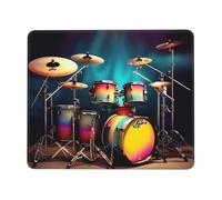 Cool Drums Set - Alfombrilla de mouse con impresión cuadrada, impermeable, antideslizante, base de goma, para oficina, ordenador portátil