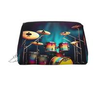 Cool Drums Set - Bolsa de viaje de cuero de primera calidad con bolsa portátil impermeable abierta y plana, Silver, Talla única