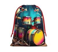 Cool Drums Set - Bolsas de regalo reutilizables con impresión, bolsas de regalo de tamaño mediano, bolsas con cordón para regalos para Navidad, cumpleaños