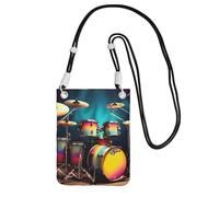 Cool Drums Set - Bolso bandolera pequeño con estampado para teléfono celular, cartera con correa ajustable para mujer, Negro, Talla única