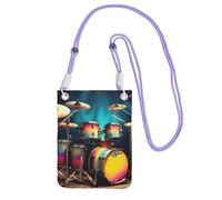 Cool Drums Set - Bolso bandolera pequeño con estampado para teléfono celular, cartera con correa ajustable para mujer, Púrpura, Talla única