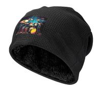 Cool Drums Set - Gorro de invierno con estampado de gorro de punto acanalado para hombres y mujeres, gorro cálido para correr, ciclismo, esquí, Negro, talla única