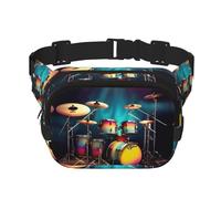 Cool Drums Set - Riñonera grande para mujer, bonita riñonera cruzada a la moda, Negro -, Talla única
