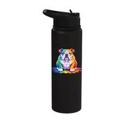 Cool English Bulldog Art for Men Women Kids English Bulldog Stainless Steel Insulated Water Bottle