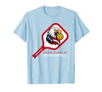 Cool Estados Unidos de Pickleball Paddle Blanco Rojo Azul USA Camiseta
