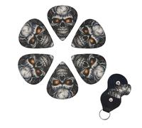 Cool Evil Skull - Juego de 6 púas de celuloide de diferentes grosores con soporte para púas de guitarra, púas de guitarra personalizadas para guitarra acústica, guitarra eléctrica, bajo, ukelele