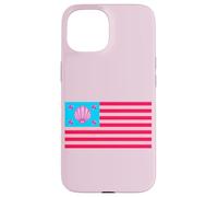 Cool Fancy Abstract Pink USA Flag Illustration Graphic Carcasa para iPhone 15