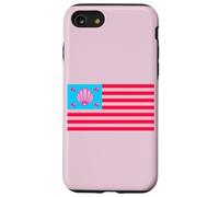 Cool Fancy Abstract Pink USA Flag Illustration Graphic Carcasa para iPhone SE (2020) / 7/8