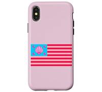 Cool Fancy Abstract Pink USA Flag Illustration Graphic Carcasa para iPhone X/XS