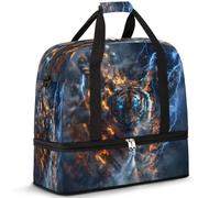 Cool Fierce Tiger - Bolsa de viaje para mujeres y hombres, bolsa de viaje para fin de semana, plegable, húmeda, separada, 47 L, bolsa de mano para deportes, gimnasio, yoga, color, 47 L, Organizador de