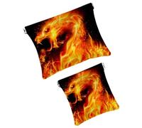 Cool Fire Dragon Pocket - Bolsa de maquillaje impermeable sin cierre automático, mini almacenamiento de viaje portátil para auriculares y joyas, Multi 01., 7.1x5.8 inch/4.7x4.5 inch
