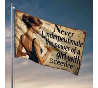 Cool Flags Room Guys Never Underestimate The Power Of A Girl With Science. Banderas de habitación para niñas, decoración del hogar occidental (30 x 45 cm)