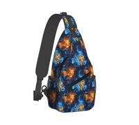 Cool Flame Lion Head - Bolso bandolera con estampado de cabeza de león para hombres y mujeres, bolsa cruzada para el pecho, mochila para viajes, senderismo
