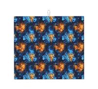 Cool Flame Lion Head - Tapete de microfibra para secado de platos para encimera de cocina, lavable a máquina, súper absorbente, tapete de secado de platos, 40.6 x 45.7 cm