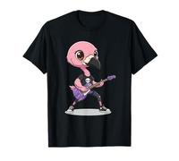 Cool Flamingo Guitarra Rock Star Bird Punk Camiseta