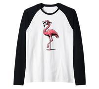 Cool Flamingo in Sunglasses Men Women Kids Camiseta Manga Raglan