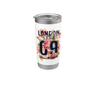 Cool Floral London Soho Graphic Tee Shirts, I Love London Vaso térmico de acero inoxidable de doble pared