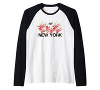 Cool Floral New York City, New York City Graphic Design Camiseta Manga Raglan