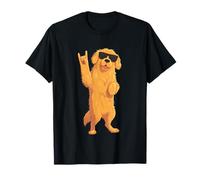 Cool Fluffy Dog Rock Hand Sign Gafas De Sol Gráfico Y Rollo Camiseta