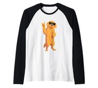 Cool Fluffy Dog Rock Hand Sign Gafas De Sol Gráfico Y Rollo Camiseta Manga Raglan
