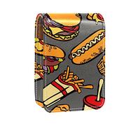 Cool Food Party Hamburguesas Pizza Hot Dog - Estuche portátil para lápices de labios, mini caja de almacenamiento de lápiz labial, estuche organizador de viaje con espejo para mujer, Varios colores, 9.5x2x7 cm/3.7x0.8x2.7 in