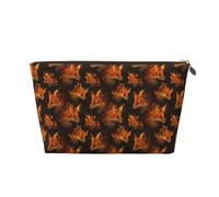 Cool Fox - Bolsa de maquillaje con estampado de fuego, bolsa de aseo de viaje para mujeres, bonita bolsa de maquillaje de cuero organizador