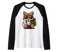 Cool Fox con Gafas de Sol Cute Kids Cartoon Camiseta Manga Raglan