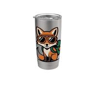 Cool Fox con gafas de sol Cute Kids Cartoon Vaso térmico de acero inoxidable de doble pared
