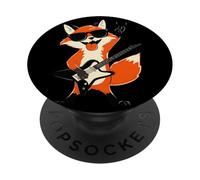 Cool Fox Guitarrista Divertido Rock Music Animal Lover Diseño PopSockets PopGrip Adhesivo