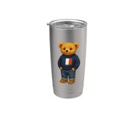 Cool French Teddy Bear Illustration Outfit Graphic Designs Vaso térmico de acero inoxidable de doble pared