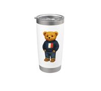 Cool French Teddy Bear Illustration Outfit Graphic Designs Vaso térmico de acero inoxidable de doble pared