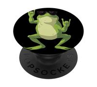 Cool Frog Double Rock Hand Signs Punk Animal Graphic con PopSockets PopGrip Adhesivo