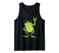 Cool Frog Rock Hand Sign Gafas de Sol Punk Animal Graphic Camiseta sin Mangas