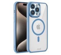 Cool Funda Magnética Transparente con Borde Celeste para iPhone 15 Pro Max