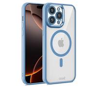 Cool Funda Magnética Transparente con Borde Celeste para iPhone 16 Pro Max