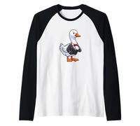 Cool Funny Hipster Goose Cartoon Illustration Graphic Design Camiseta Manga Raglan